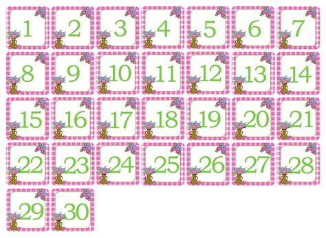 Printable Classroom Calendar Months Printable Numbers