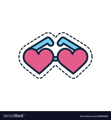 hearts glasses line fill style icon design vector image