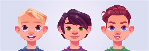 Boy Face Avatars Portraits Of Young Characters 15916898 Vector Art At