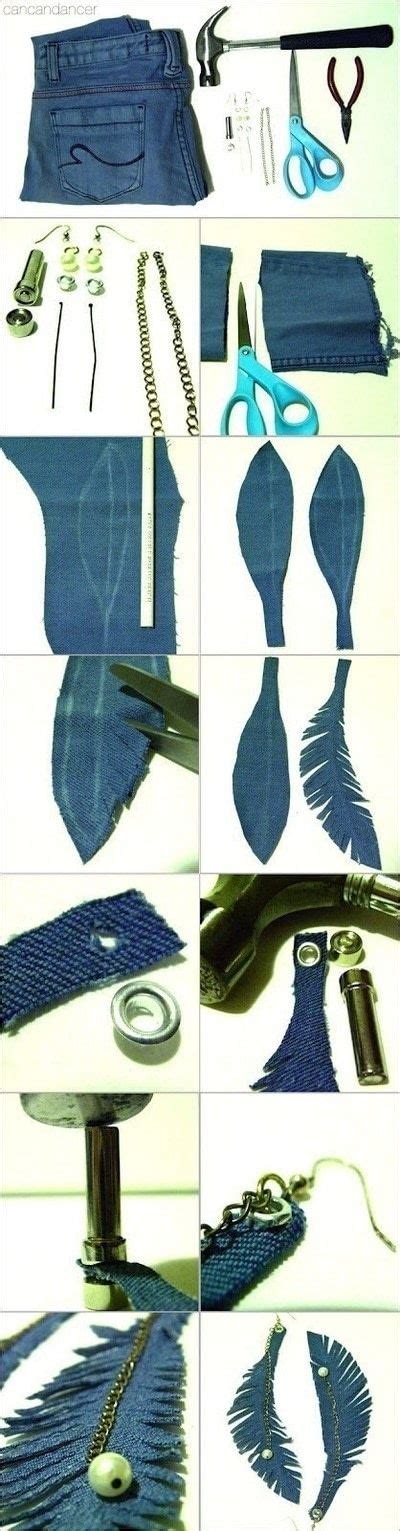Diy Denim Feather Earrings · How To Make A Feather Earring · Jewelry Making On Cut Out Keep