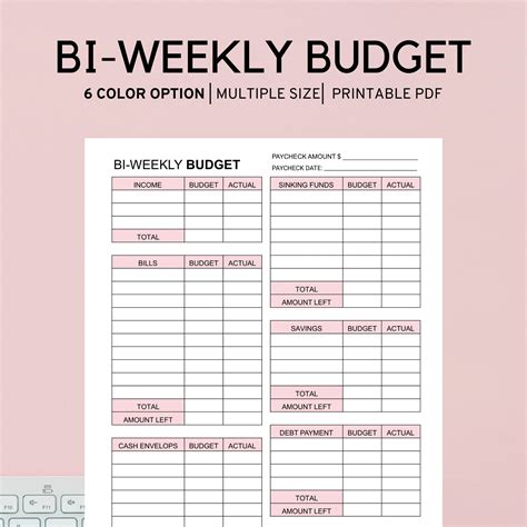 Bi Weekly Budget Planner Template Paycheck Budget Printable Etsy