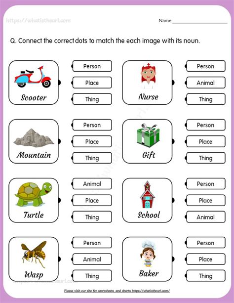 Common Nouns Match Worksheet For Grade 1 Your Home Teacher Nouns