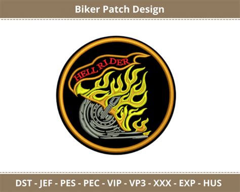 Biker Patch Machine Embroidery Design