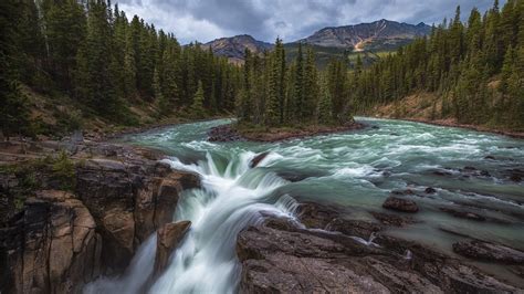 Sunwapta Falls Waterfall In Alberta Canada By Rachel