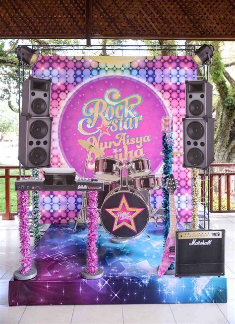 Stage Backdrop From Purple Girly Rock Star Birthday Party At Karas