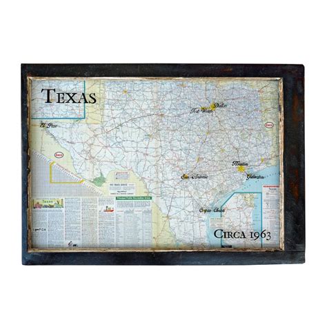 Framed Vintage Texas Road Map Second Chance Art