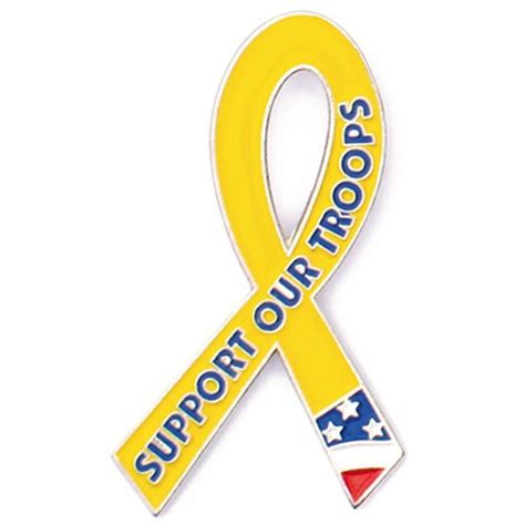 Pinmarts Support Our Troops Yellow Awareness Ribbon Enamel Lapel Pin