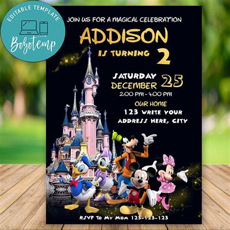 Editable Disneyland Birthday Invitation Instant Download In 2020