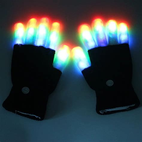 Led Glow Gloves Rave Rainbow Flash Fingertip Light Flashing Finger