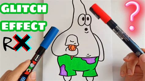 Drawing Patrick But Glitch Effect With Posca Markers Tutorial Youtube