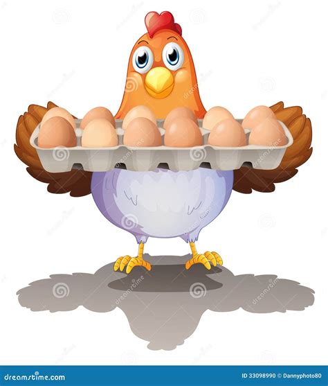 A Hen Holding A Tray Of Eggs Stock Vector Illustration Of Shadow