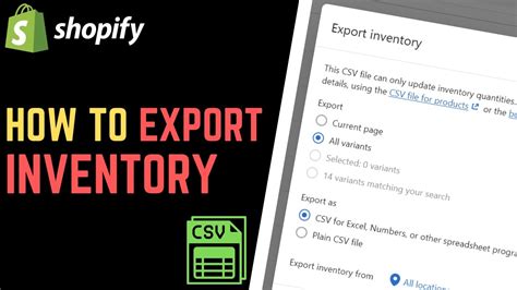 Shopify How To Export Inventory To A Csv File Youtube