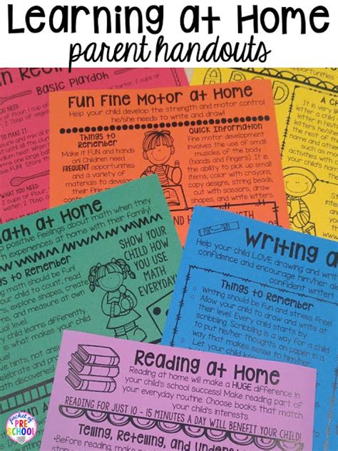 There are pros and cons to this situation. Building Skills & Learning at Home: Parent Handouts (aka FUN homework for preschoolers) - Pocket ...