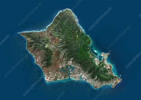 Oahu Hawaii Usa Satellite Image Stock Image C0575686 Science