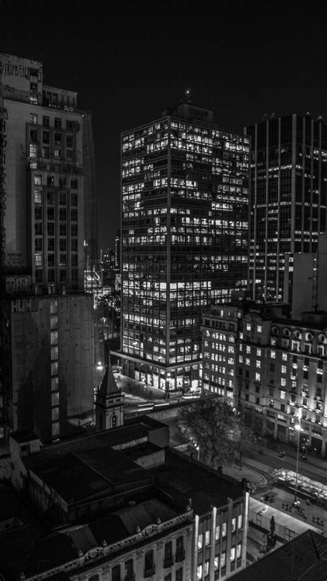 Download Wallpaper 1080x1920 Buildings Night City Lights Black And