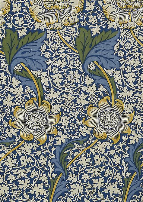 Sunflowers On Blue Pattern Tapestry Textile By William Morris