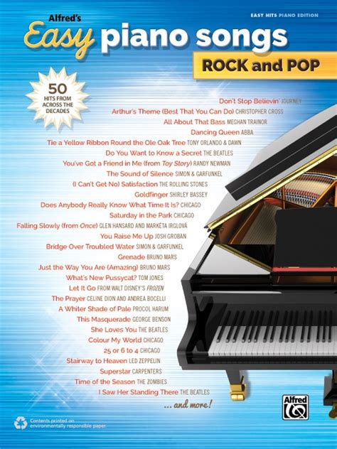 Alfreds Easy Piano Songs Rock And Pop Pianovocalguitar Book
