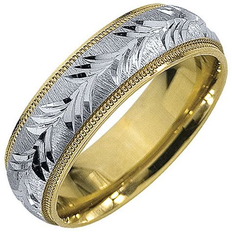 Thejewelrymaster 14k Two Tone Gold Mens Wedding Band 6mm Satin