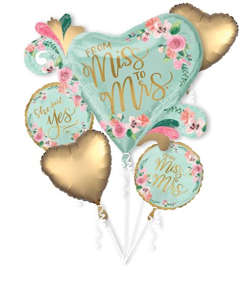 Satin Luxe Mint To Be From Miss To Mrs Foil Balloon Bouquet Kit Bridal Shower Balloons