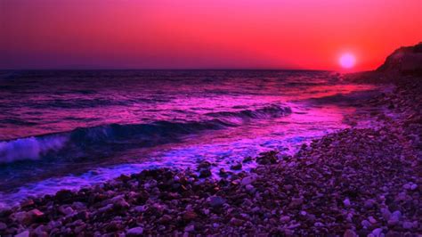 Download Sunset Purple Ocean Waves Wallpapertip