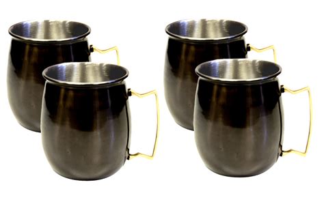 Zuccor 4 Piece Stainless Steel Moscow Mule Mug With Black Nickle Plate