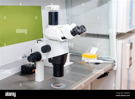 Modern Microscope In Biotech Lab Equipment In Laboratory Of