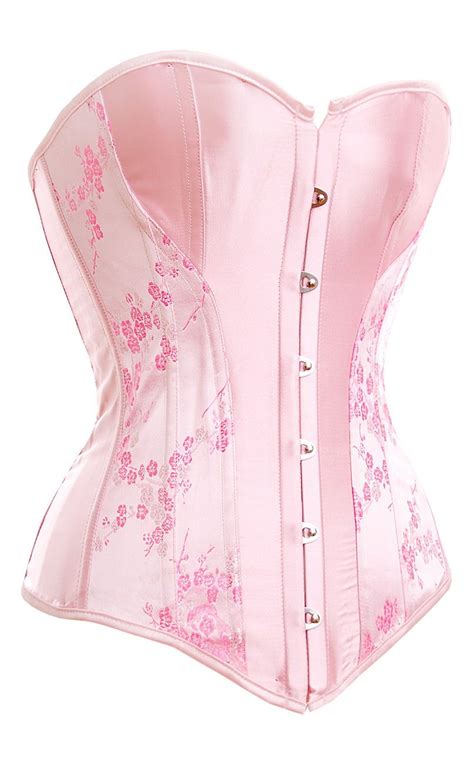 cute pink cherry printed satin overbust corset 16 92 pink corset corsets and bustiers