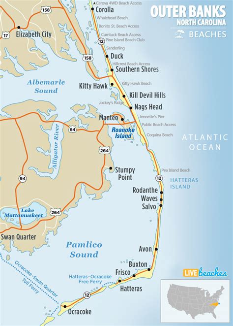 North Carolina Beaches Map Vicky Jermaine