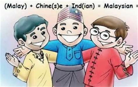 Cute cartoon character kids of malay, indian & chinese holding malaysia flag. Rightways: End the race-based governance in Malaysia!