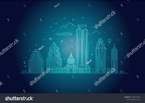 Austin Architecture Line Skyline Illustration Linear 스톡 벡터로열티 프리