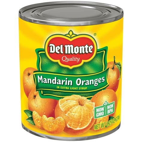 Del Monte Mandarin Oranges Light Syrup Canned Fruit 825 Oz Can