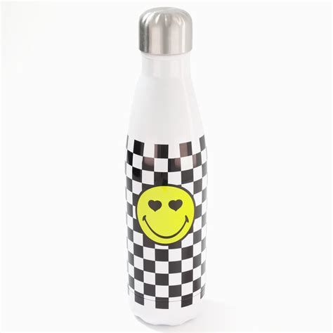 Smiley World Checkered Water Bottle Claires