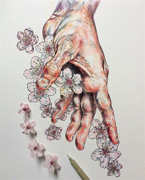 Hand Dropping Flowers Colored Painting Cool Designs To Draw White