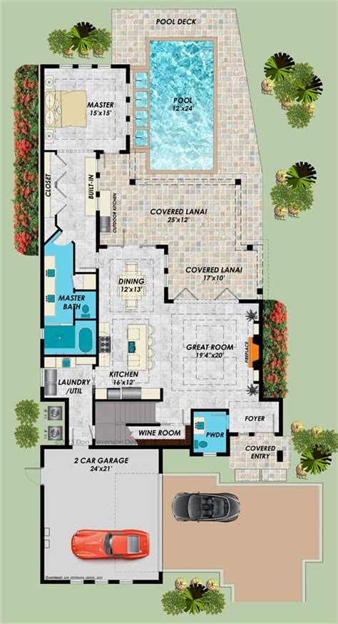 2 Story Modern House Plan With Lanai Florida House Plans
