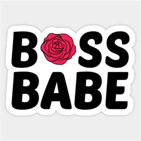 Boss Babe Girl With Rose Logo Girl Boss Sticker Teepublic