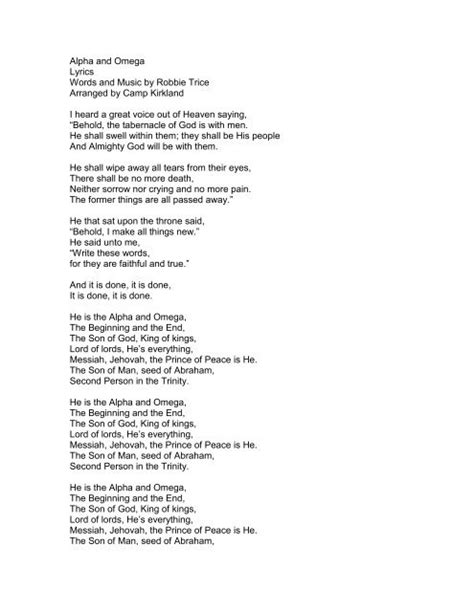 Arriba 73+ imagen you are alpha and omega lyrics - Escueladeparteras.org.mx