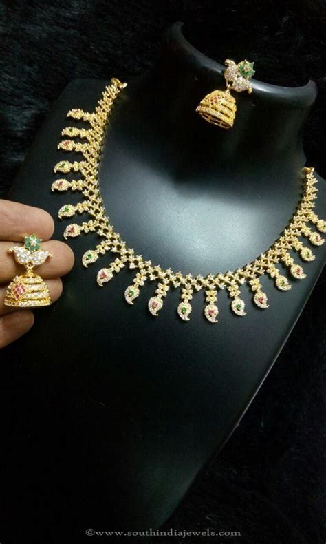 Imitation Stone Mango Necklace Set South India Jewels