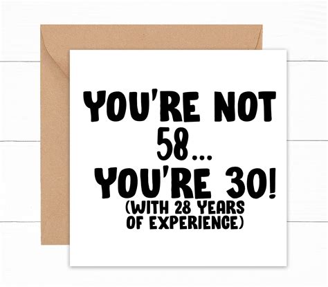 Funny 58th Birthday Card Funny Birthday Card For 58 Year Old Etsy