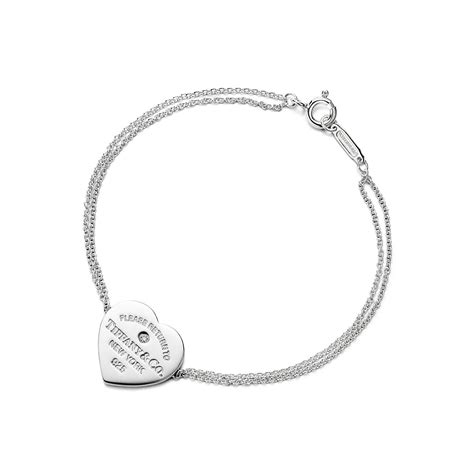 Return To Tiffany™ Heart Double Chain Bracelet In Silver With A Diamond Small Tiffany And Co