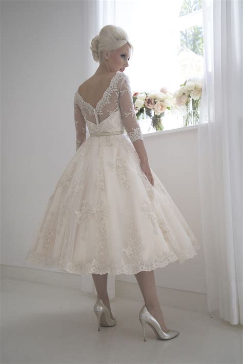 Elegant Lace Vintage Inspired Ballerina Length Wedding Dress
