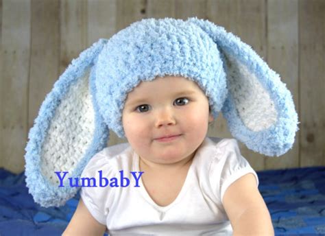 Bunny Hats Blue Fluffy Easter Bunny Hat Rabbit Ears Beanie Etsy