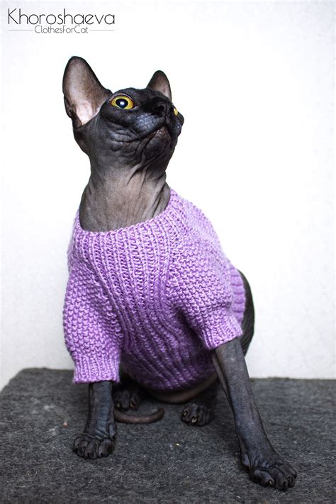 Evursua striped cat sweaters kitty sweater for cats knitwear,small dogs kitten clothes male and female,high stretch,soft,warm. Cat Sweater With Buttons Size M Knitting Pattern PDF ...