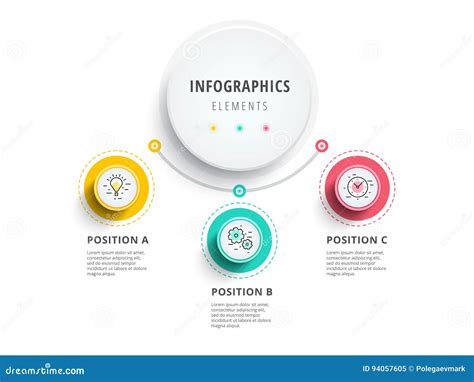 Business 3 Step Process Chart Infographics With Step Circles Ci Stock