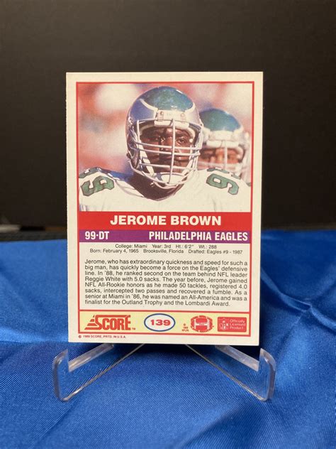 Jerome Brown 1989 Score 139 Base Card Philadelphia Eagles And Miami