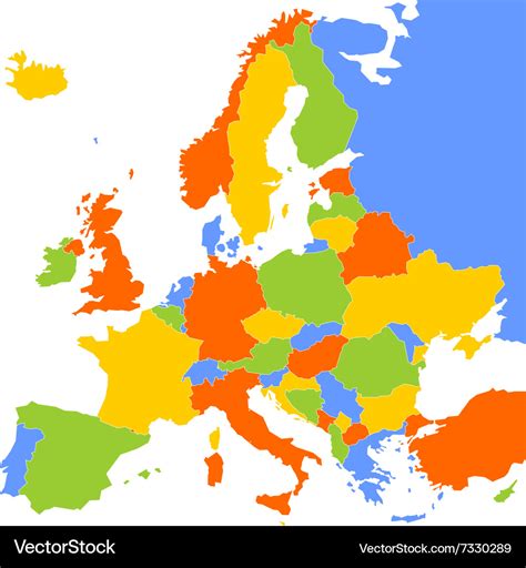 Blank Coloured Political Map Of Europe Royalty Free Vector Images And