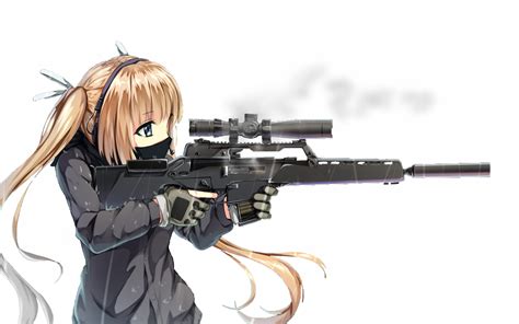 Wallpaper Gun Anime Weapon Soldier Original Characters Twintails Marksman Guns Girlz