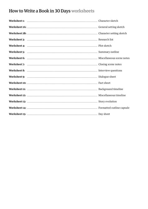 There are already a ton of great posts out there about starting your novel. How to write a book in 30 days: worksheets | Novel writing ...