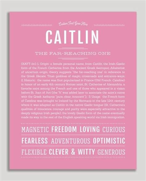 Caitlin Name Art Print Personalized Art Print Classic Names Names With Meaning