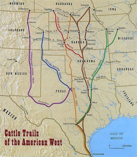 Great Western Cattle Trail Map Home Town Oklahoma Trail Maps