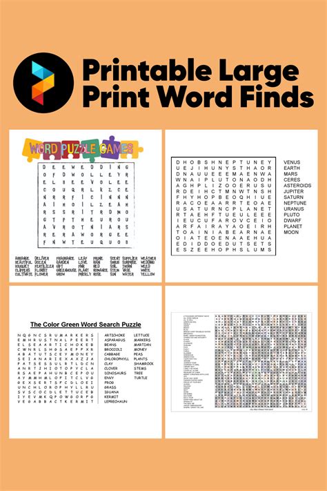 Large Print Word Search Printable